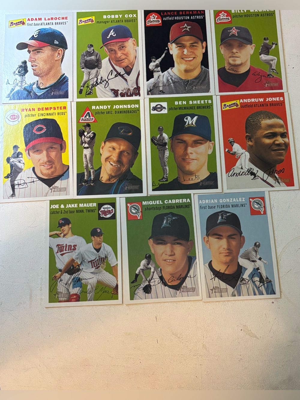 Topps Heritage Baseball Card Lot 24+ Stars HOF Cabrera Johnson Glavine Mauer